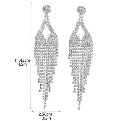 1 Pair Glam Simple Style Tassel Rhinestone Drop Earrings