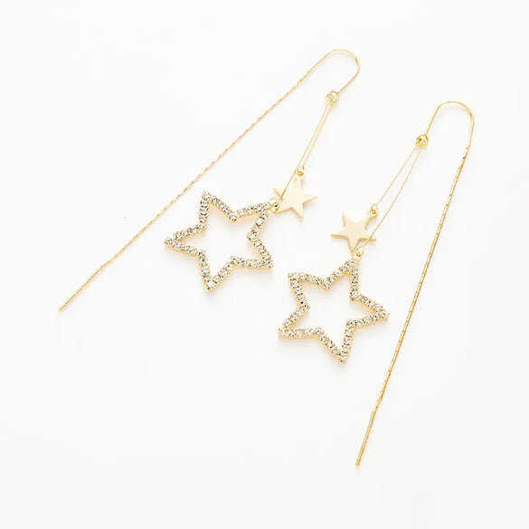 1 Pair Glam Streetwear Leaf Sector Star Plating Inlay Copper Zircon Drop Earrings