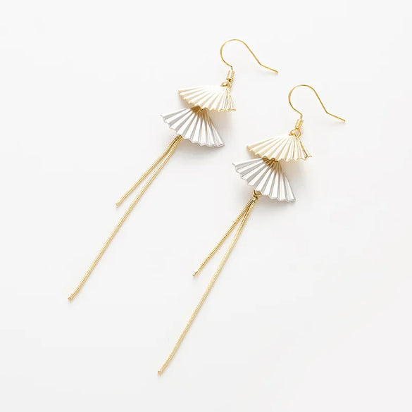 1 Pair Glam Streetwear Leaf Sector Star Plating Inlay Copper Zircon Drop Earrings