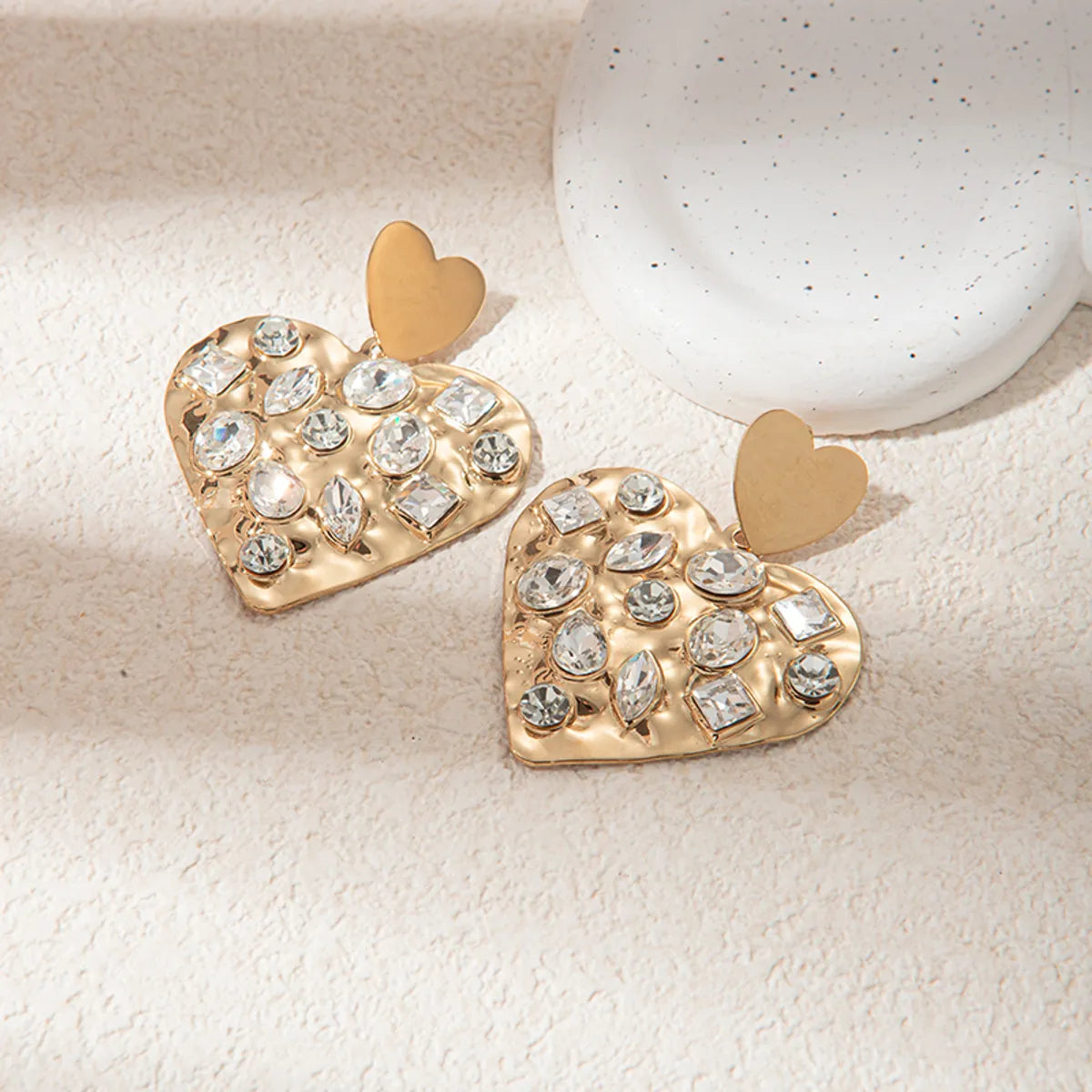 1 Pair Glam Sweet Heart Shape Plating Inlay Stainless Steel Zircon Gold Plated Drop Earrings