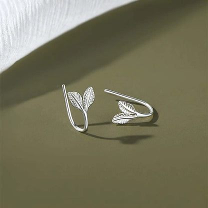 1 Pair Glam Sweet Leaf Solid Color Plating Sterling Silver Ear Studs