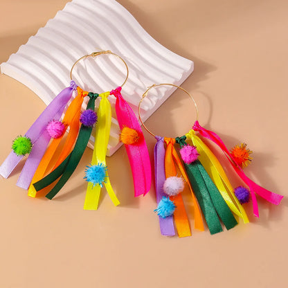 1 Pair Glam Sweet Tassel Alloy Colored Ribbons Drop Earrings