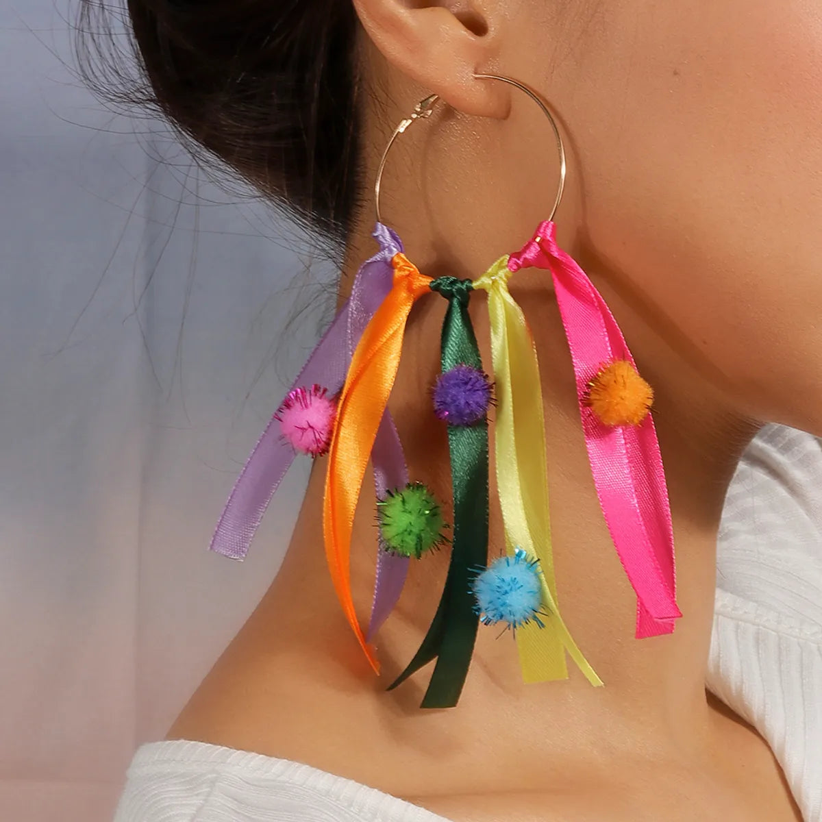 1 Pair Glam Sweet Tassel Alloy Colored Ribbons Drop Earrings