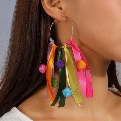 1 Pair Glam Sweet Tassel Alloy Colored Ribbons Drop Earrings