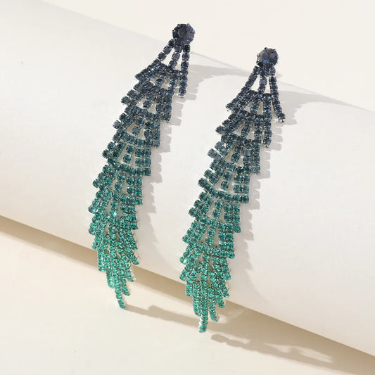 1 Pair Glam Tassel Rhinestone Drop Earrings