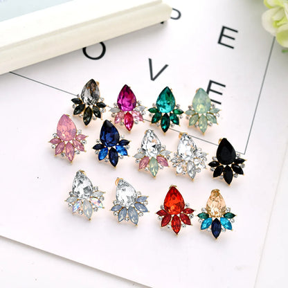 1 Pair Glam Water Droplets Inlay Alloy Artificial Crystal Drop Earrings