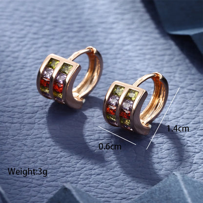 1 Pair Glam Xuping Semicircle Colorful Plating Inlay Copper Zircon 18k Gold Plated Earrings