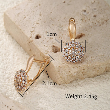 1 Pair Glam XUPING Shiny Geometric Heart Shape Flower Inlay Alloy Copper Alloy Artificial Gemstones 18K Gold Plated Earrings