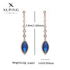 1 Pair Glam XUPING Shiny Square Oval Tassel Inlay Copper Artificial Gemstones 18K Gold Plated Drop Earrings