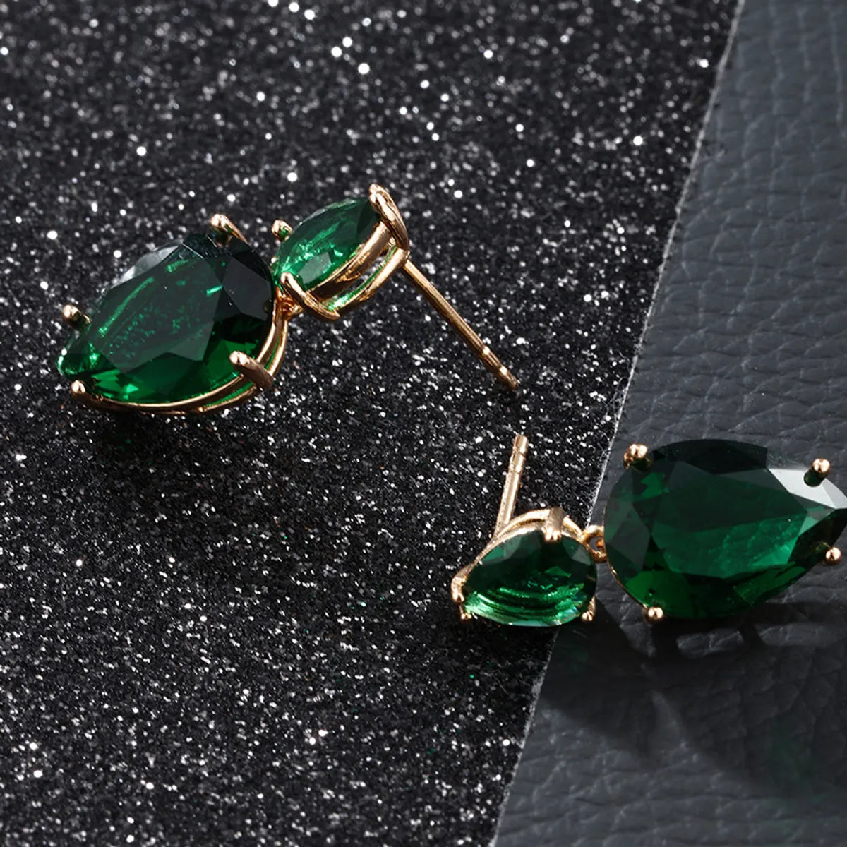 1 Pair Glam Xuping Square Water Droplets Plating Inlay Copper Alloy Artificial Gemstones 18k Gold Plated Drop Earrings