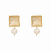 1 Pair Gothic Baroque Style Punk Square Pearl Copper 18K Gold Plated Ear Studs