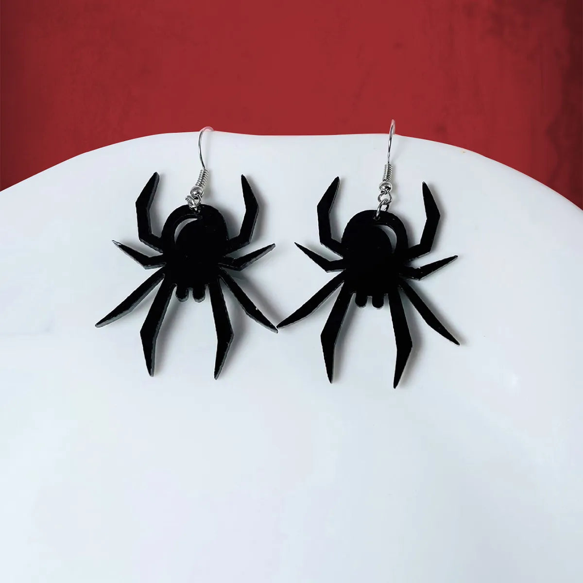 1 Pair Gothic Cool Style Cat Spider Bat Arylic Drop Earrings