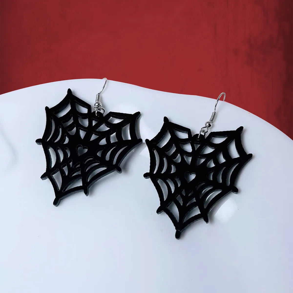 1 Pair Gothic Cool Style Cat Spider Bat Arylic Drop Earrings