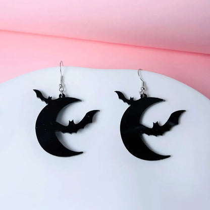 1 Pair Gothic Cool Style Cat Spider Bat Arylic Drop Earrings