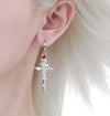 1 Pair Gothic Cross Rose Sterling Silver Drop Earrings