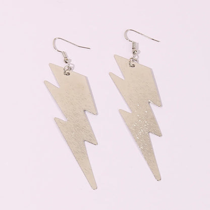 1 Pair Gothic Exaggerated Cool Style Lightning Metal Gold Plated Drop Earrings