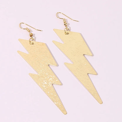 1 Pair Gothic Exaggerated Cool Style Lightning Metal Gold Plated Drop Earrings