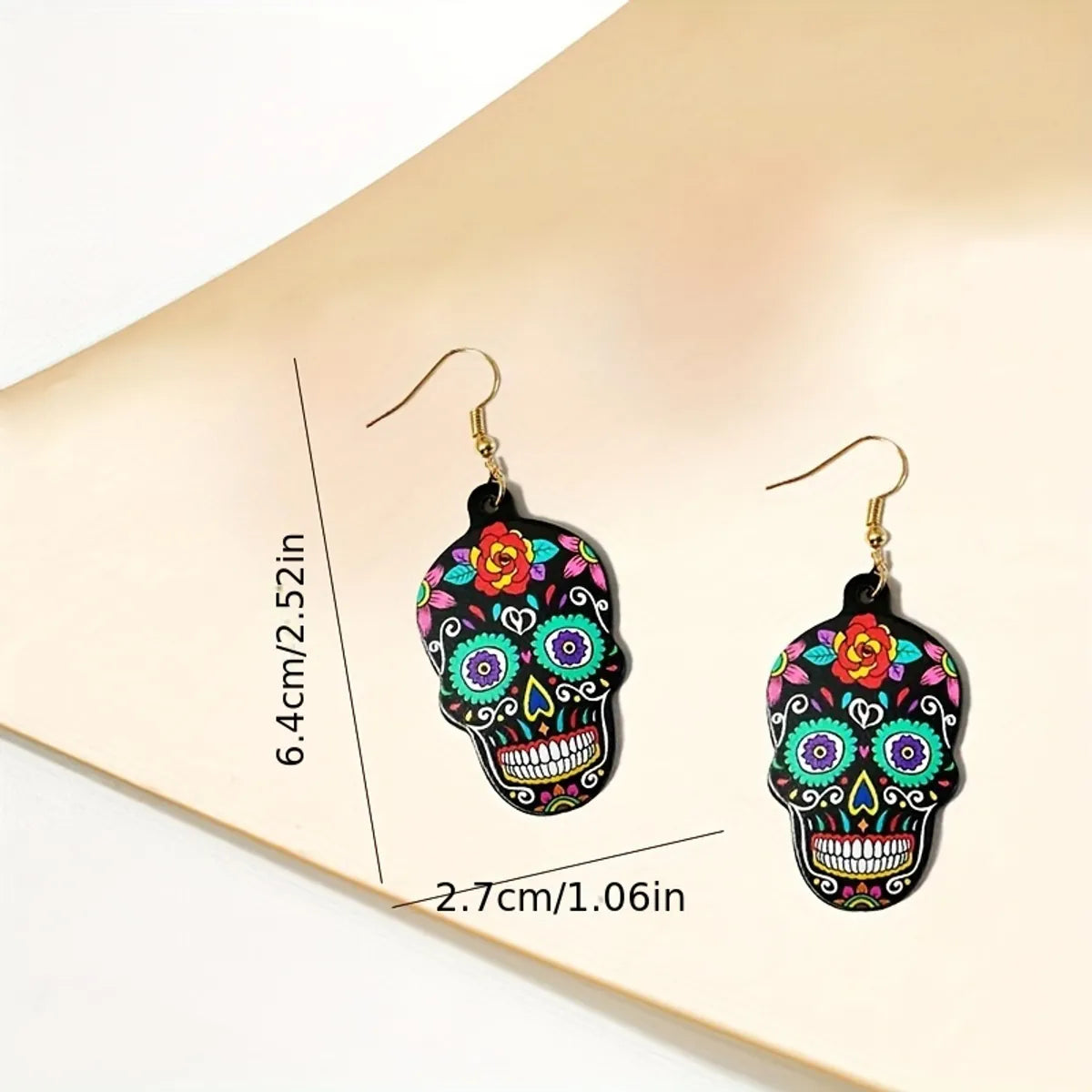 1 Pair Gothic Funny Skull Arylic Drop Earrings