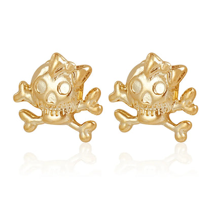 1 Pair Gothic Hip-Hop Skull Plating Alloy Ear Studs