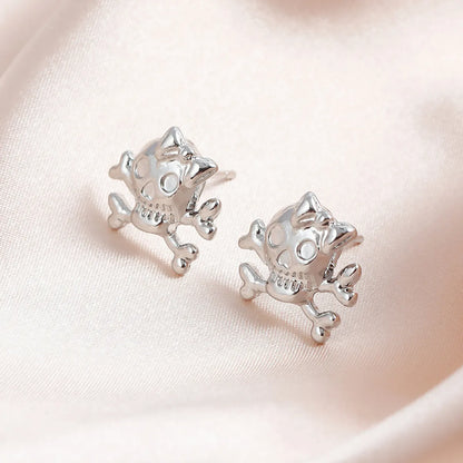 1 Pair Gothic Hip-Hop Skull Plating Alloy Ear Studs