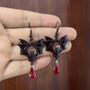 1 Pair Gothic Punk Cool Style Bat Crystal Zinc Alloy Drop Earrings