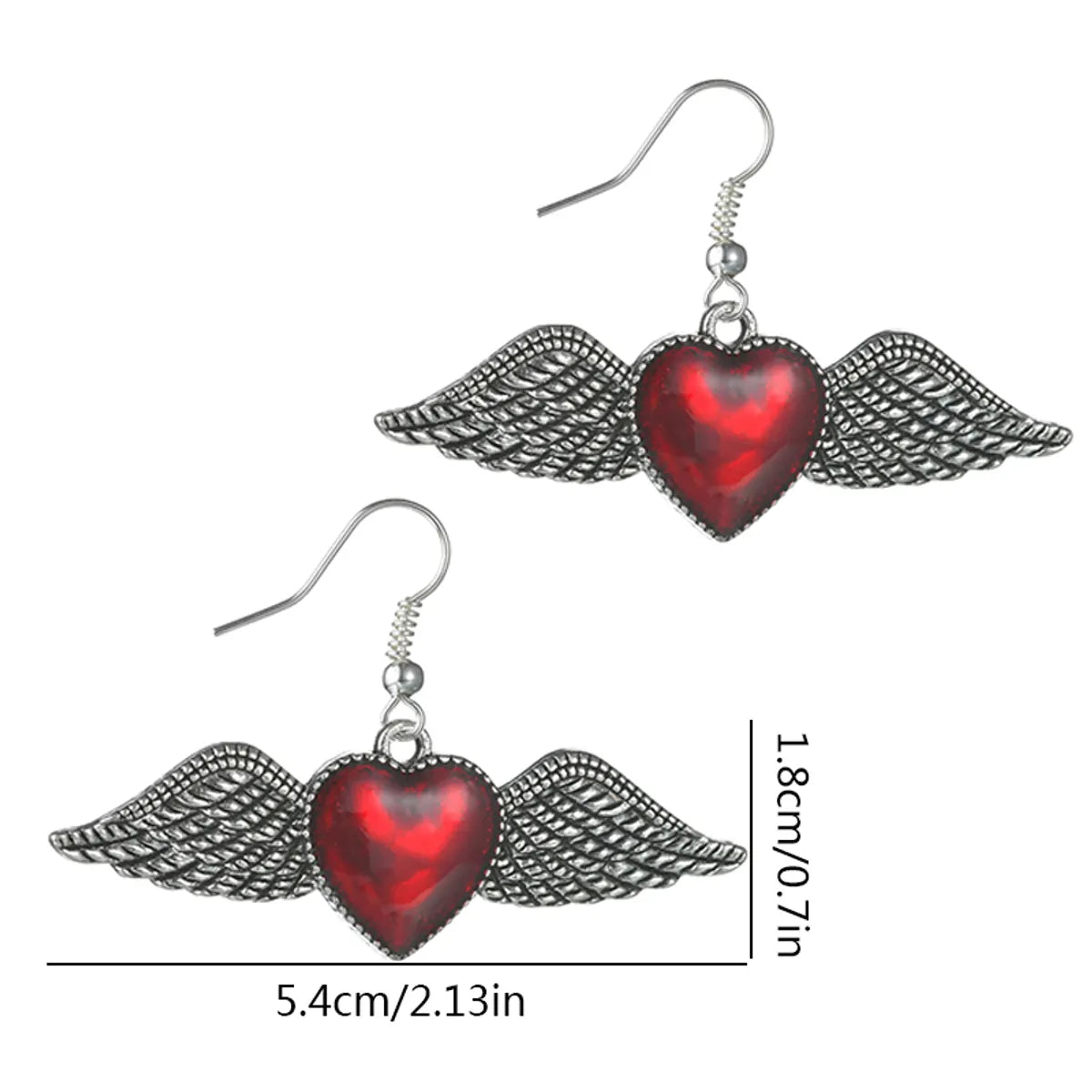 1 Pair Gothic Punk French Style Heart Shape Wings Enamel Alloy Drop Earrings