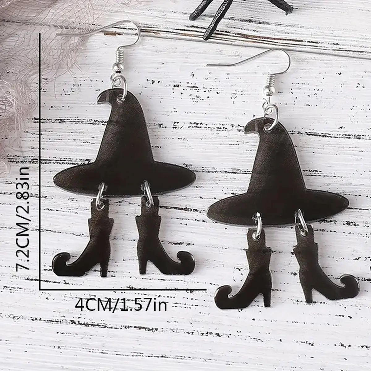 1 Pair Gothic Punk Witch Hat Shoes Arylic Drop Earrings