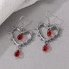 1 Pair Gothic Retro Cool Style Heart Shape Alloy Drop Earrings