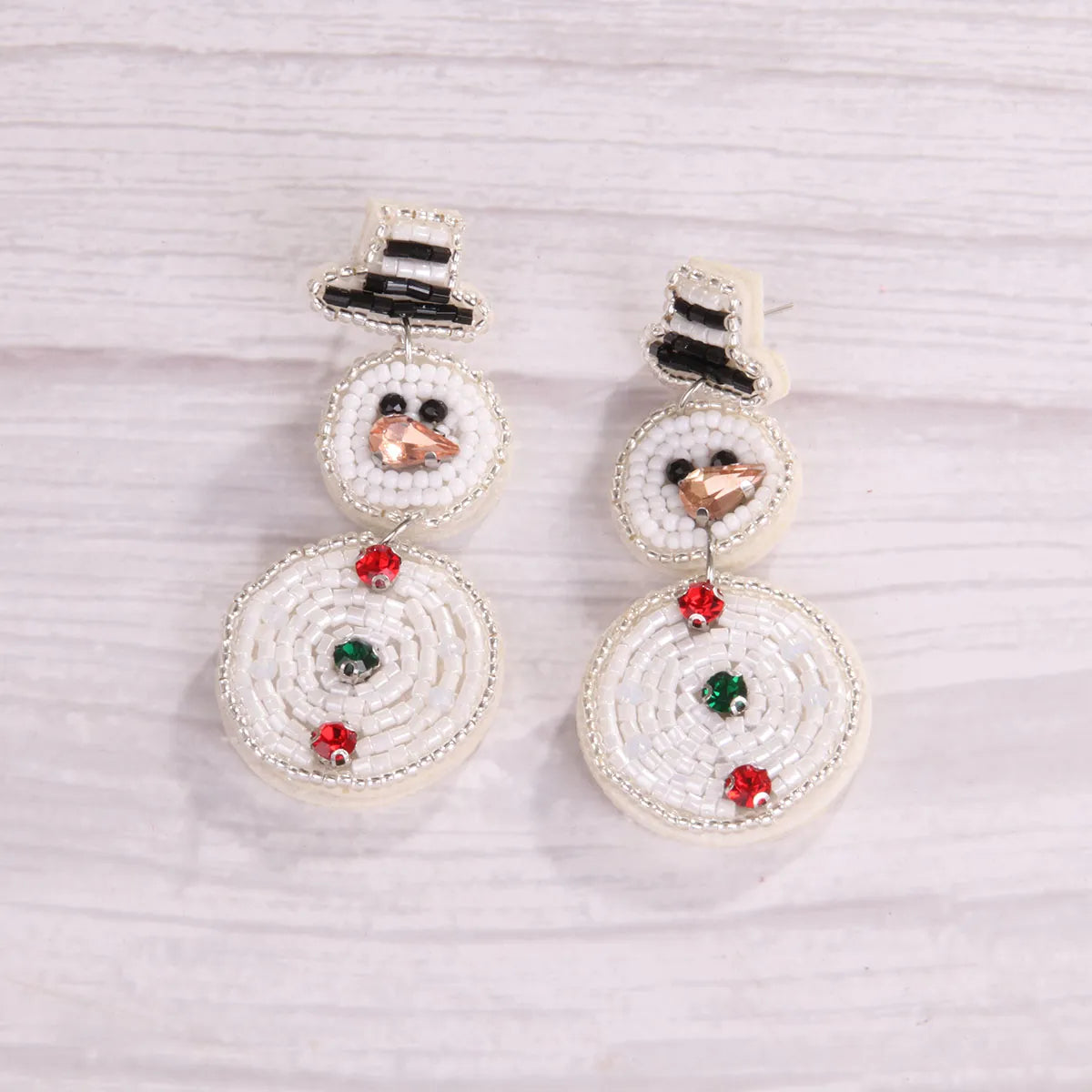 1 Pair Handmade House Snowman Handmade Beaded Glass Drop Earrings