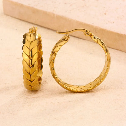 1 Pair Hawaiian Rock Streetwear Circle Plating 304 Stainless Steel 18K Gold Plated Hoop Earrings