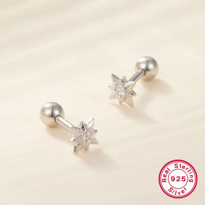 1 Pair Hawaiian Tropical Simple Style Star Inlay Sterling Silver Zircon White Gold Plated Gold Plated Ear Studs