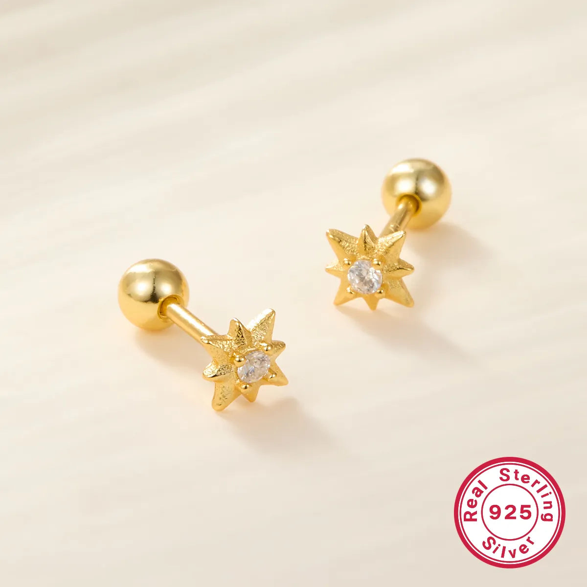 1 Pair Hawaiian Tropical Simple Style Star Inlay Sterling Silver Zircon White Gold Plated Gold Plated Ear Studs