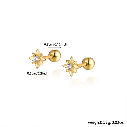 1 Pair Hawaiian Tropical Simple Style Star Inlay Sterling Silver Zircon White Gold Plated Gold Plated Ear Studs