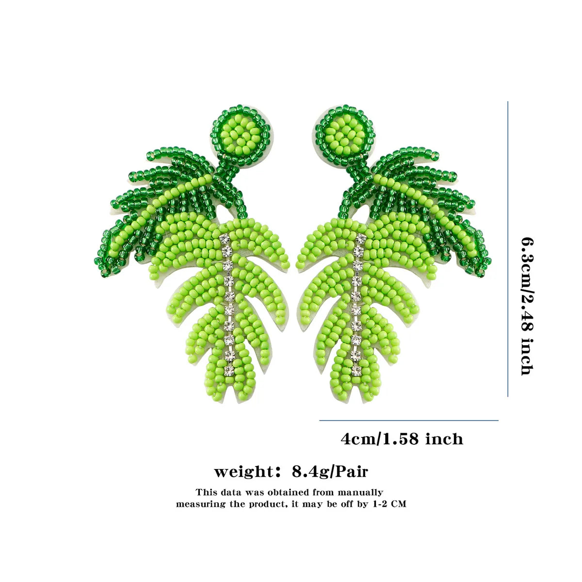 1 Pair Hawaiian Vacation Bohemian Ice Cream Leaves Watermelon Seed Bead Drop Earrings