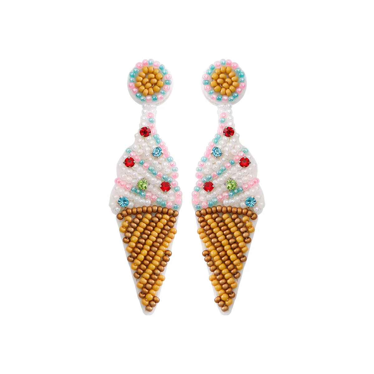 1 Pair Hawaiian Vacation Bohemian Ice Cream Leaves Watermelon Seed Bead Drop Earrings