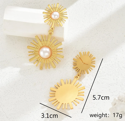 1 Pair Hawaiian Vacation Simple Style Geometric Inlay 201 Stainless Steel Plastic 18K Gold Plated Drop Earrings Ear Studs