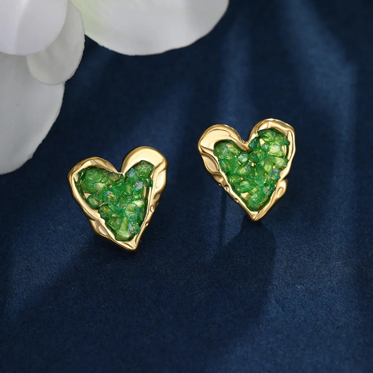 1 Pair Hawaiian XUPING Streetwear Heart Shape Butterfly Inlay Stainless Steel Artificial Gemstones 14K Gold Plated Drop Earrings Ear Studs