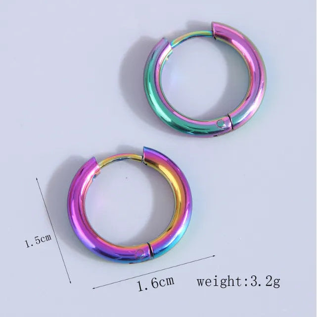 1 Pair Hip-Hop Circle Plating Stainless Steel Earrings