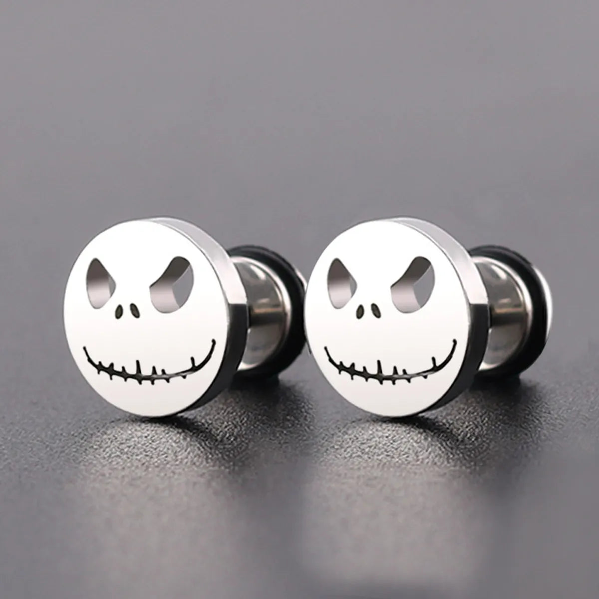 1 Pair Hip-Hop Classic Style Circle Smile Face Titanium Steel Ear Studs