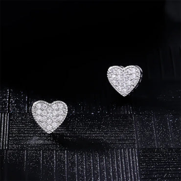 1 Pair Hip-Hop Cool Style Round Square Heart Shape Inlay Copper Zircon Rhodium Plated Ear Studs