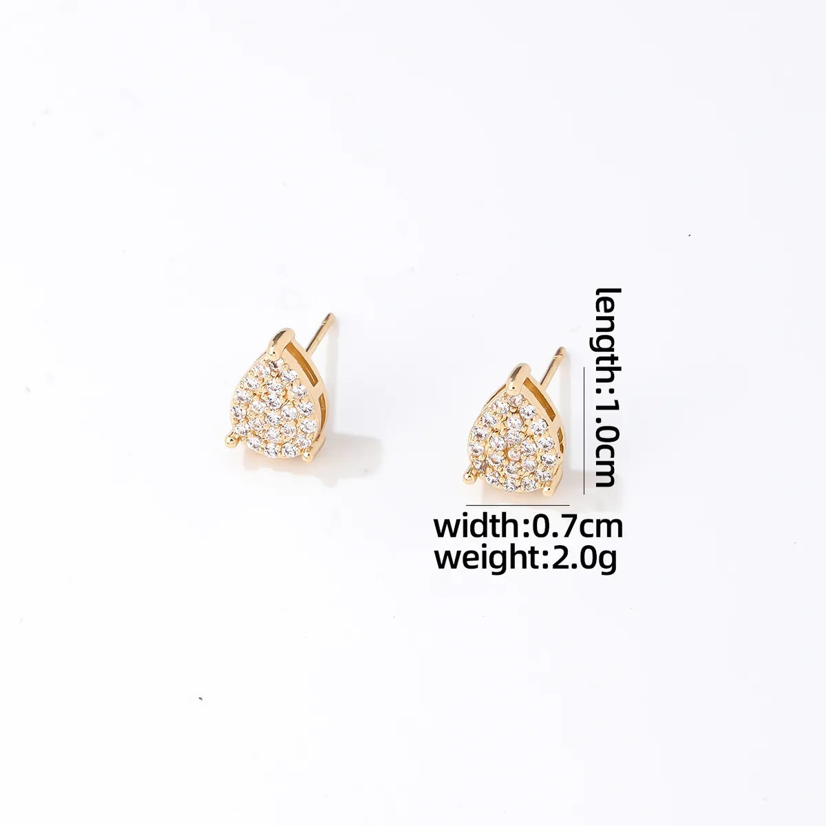 1 Pair Hip-Hop Cool Style Shiny Water Droplets Plating Inlay Copper Zircon Ear Studs