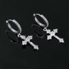 1 Pair Hip-Hop Cross Alloy Inlay Zircon Unisex Earrings