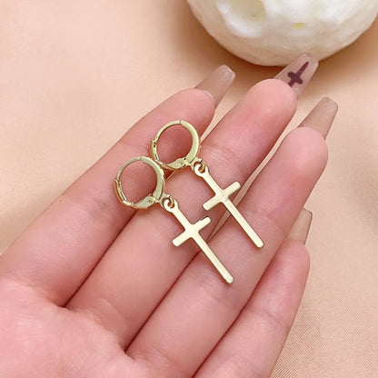 1 Pair Hip-hop Cross Plating Inlay Copper Rhinestones White Gold Plated Gold Plated Drop Earrings