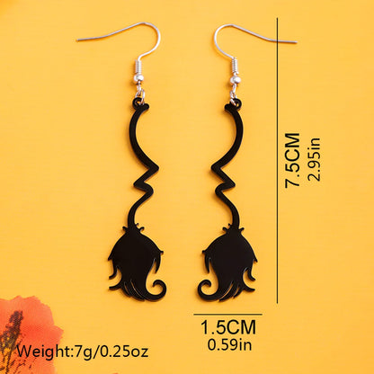 1 Pair Hip-Hop E4011-6/Broom Plastic Drop Earrings