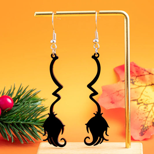 1 Pair Hip-Hop E4011-6/Broom Plastic Drop Earrings