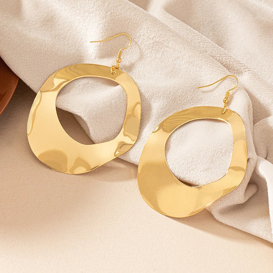 1 Pair Hip-hop Exaggerated Geometric Plating Alloy Drop Earrings