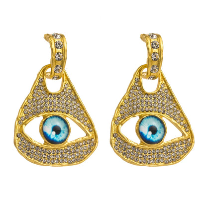 1 Pair Hip-Hop Exaggerated Rock Geometric Devil'S Eye Inlay Alloy Resin Rhinestones Gold Plated Silver Plated Drop Earrings Ear Studs