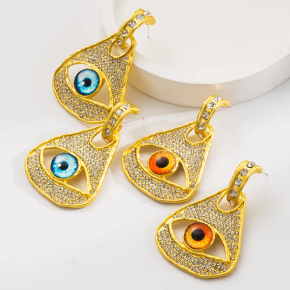 1 Pair Hip-Hop Exaggerated Rock Geometric Devil'S Eye Inlay Alloy Resin Rhinestones Gold Plated Silver Plated Drop Earrings Ear Studs