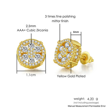 1 Pair Hip-Hop Flower Plating Inlay Copper Zircon Ear Studs