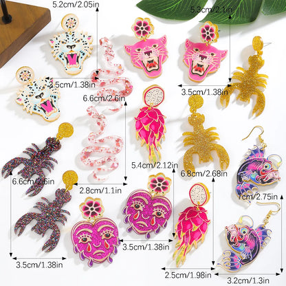 1 Pair Hip-Hop Funny Animal Acetic Acid Sheets Drop Earrings